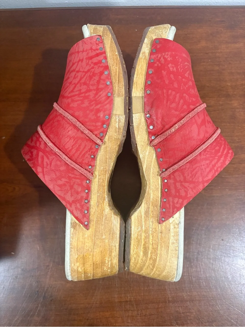 El Naturalista Red Leather Sandal Wedges EU 39